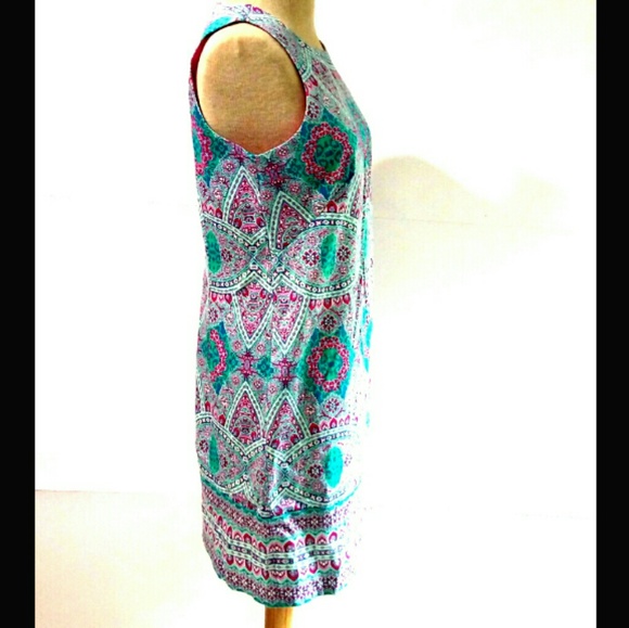 London Times 8 Blue Pink Floral Sleeveless Dress - Picture 3 of 8